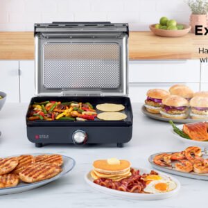 Ninja Griddle and Indoor Grill, 14’’, Electric Grill, For Steak, Burgers, Salmon, Veggies, and More, Pancake Griddle, Nonstick, Dishwasher Safe, 500F, Even Cooking, Silver, GR101