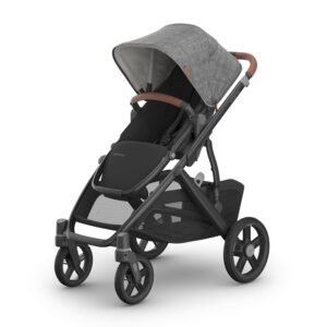 UPPAbaby Vista V3 Convertible Single-to-Double Stroller for Baby & Toddler, 30+ Configurations, Travel System Compatible, All-Wheel Suspension, XL Basket – Greyson (Charcoal Mélange/Carbon Frame)
