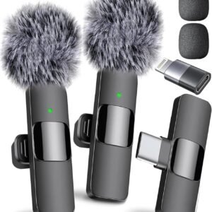 Mini Mic Pro (Latest Model) - Wireless Mini Microphone for iPhone, iPad, Android - 2 Pack Lavalier Microphone for Video Recording - iPhone Mic Crystal Clear Recording with USB-C for Content Creators