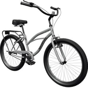Beach Cruiser Bike, 24/26 inch Commuter Bicycle for Adult Men and Women, Comfortable City Bikes with Rear Rack or Basket