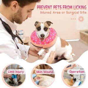 Supet Inflatable Dog Cone Collar Alternative After Surgery, Doggie Neck Donut Collar Recovery ECollar, Soft Dog Cone for Small Medium Large Dogs