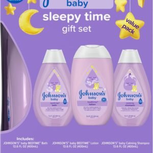 Johnson's Baby Sleepy Time Gift Set with Calming Bedtime Bath Wash, Lotion & Shampoo, Baby Bedtime Essentials with Relaxing NaturalCalm Aromas, Hypoallergenic & Paraben-Free, 3 Items