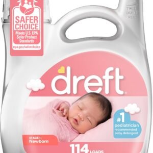 Dreft Stage 1 Newborn Baby Liquid Laundry Detergent, Gentle on Sensitive Skin, HE Compatible, 114 loads