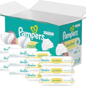 Pampers Sensitive Baby Wipes, Water Based, Hypoallergenic and Unscented, 18 Flip-Top Packs (1008 Wipes Total) [Packaging May Vary]