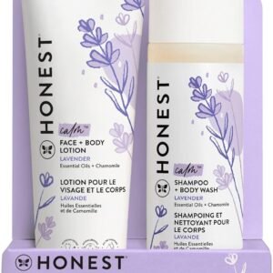 The Honest Company 2-in-1 Cleansing Shampoo and Body Wash Face Lotion Bundle, Gentle for Baby, Naturally Derived, Lavender Calm, 18.5 fl oz