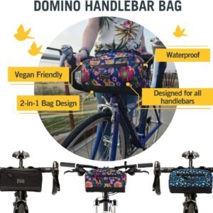 Po Campo Domino Handlebar Bag - Large, Waterproof Bicycle Storage Baskets for Front Mount - Lightweight Bike Bags That Convert To Crossbody (Meadow)