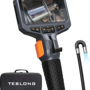 Teslong Two-Way Articulating Borescope with Light, Industrial Endoscope Inspection Camera with Articulated Probe, Flexible Mechanic Fiber Optic Snake Scope Cam for Wall Automotive Engine Inspect-5FT