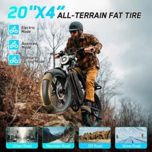 TST Electric Bike for Adults, 1500W Peak Motor 28 MPH 60/100 Miles Fat Tire Ebike with 48V 15Ah/25Ah Removable Battery 20" Electric Dirt Bike Hydraulic Suspension and 7-Speed
