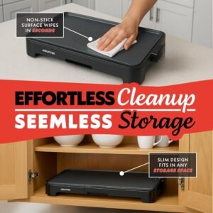 Gourmia 22 Inch XL Electric Griddle Pan - Nonstick Extra Large Flat Top Ceramic Surface, Countertop Cooker, Adjustable 200°F–400°F, Pull-Out Drip Tray, Compact Handle-Free Design