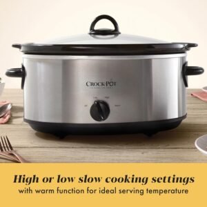 Crock-Pot 7 Quart Oval Manual Slow Cooker, Stainless Steel (SCV700-S-BR), Versatile Cookware for Large Families or Entertaining