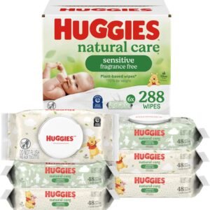 Huggies Natural Care Sensitive Baby Wipes, Unscented, Hypoallergenic, 6 Flip-Top Packs (288 Wipes Total)