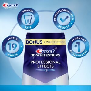 Crest 3D Whitestrips Professional Effects – Teeth Whitening Kit, 22 Treatments (20 + 2 Bonus), Each with 1 Upper/1Lower, 44 Strips – Crest 3DWhite Teeth Whitening Strips