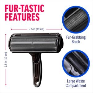 ChomChom Roller Pet Hair Remover – Original Size Reusable Lint Roller for Cat & Dog Hair on Furniture, Couch, Carpet, Car, Rugs & Bedding – Portable, Eco-Friendly (Black)