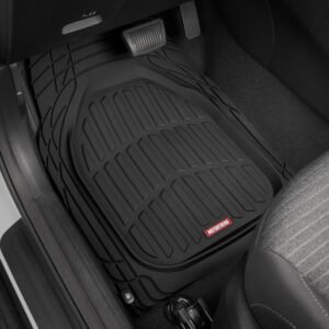 Motor Trend FlexTough Floor Mats for Cars, Black Deep Dish All-Weather Car Mats, Waterproof Trim-to Fit Automotive Floor Mats for Cars Trucks SUV, Universal Floor Liner Car Accessories