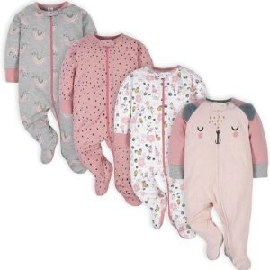 Gerber baby-girls 4 Pack Sleep 'N Play Footie