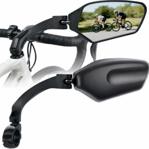 Adjustable Handlebar Bike Mirror, Shatterproof HD Glass Lens, Universal Fit Rearview Bicycle Mirrors, 360° Rotatable, Compatible with Mountain Bikes, E-bikes, Road Bikes(1 Pair)