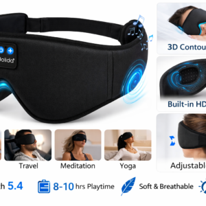 LC-dolida Sleep Headphones, 3D Sleep Mask Bluetooth Wireless Music Eye Mask, Sleeping Headphones for Side Sleepers Sleep Mask with Bluetooth Headphones Ultra-Thin Stereo Speakers Perfect for Sleeping