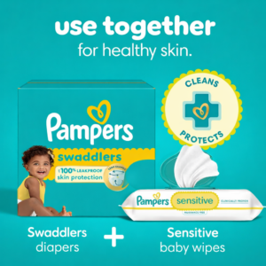 Pampers Sensitive Baby Wipes, Water Based, Hypoallergenic and Unscented, 18 Flip-Top Packs (1008 Wipes Total) [Packaging May Vary]