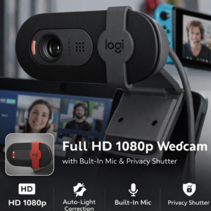 Logitech Brio 101 Full HD 1080p Webcam for Meetings, Streaming, Desktop, Laptop, PC - Built-in Mic, Shutter, Works with Zoom, Microsoft Teams, Nintendo Switch 2’s New GameChat Mode, USB-A,-Black