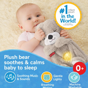 FISHER-PRICE BABY Toy Soothe 'n Snuggle Otter Portable Plush Sound Machine with Music Lights & Breathing Motion for Newborns 0+ Months